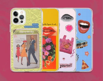 Funda retro para iPhone - Vintage 90s y2k Aesthetics, Indie grunge hippie good vibes abstract collage illustration