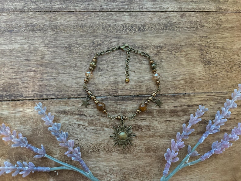 Collar Whimsigoth Sun Auburn con cuentas en bronce / Fairycore / Whimsicle / naturalista / imagen 6