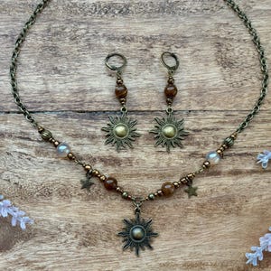 Collar Whimsigoth Sun Auburn con cuentas en bronce / Fairycore / Whimsicle / naturalista / imagen 4