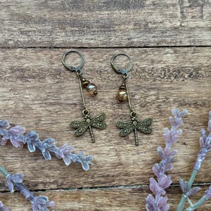 Whimsigoth Dragonfly Auburn Beaded necklace in Bronze | Fairycore | Whimsicle | naturalist | image 6
