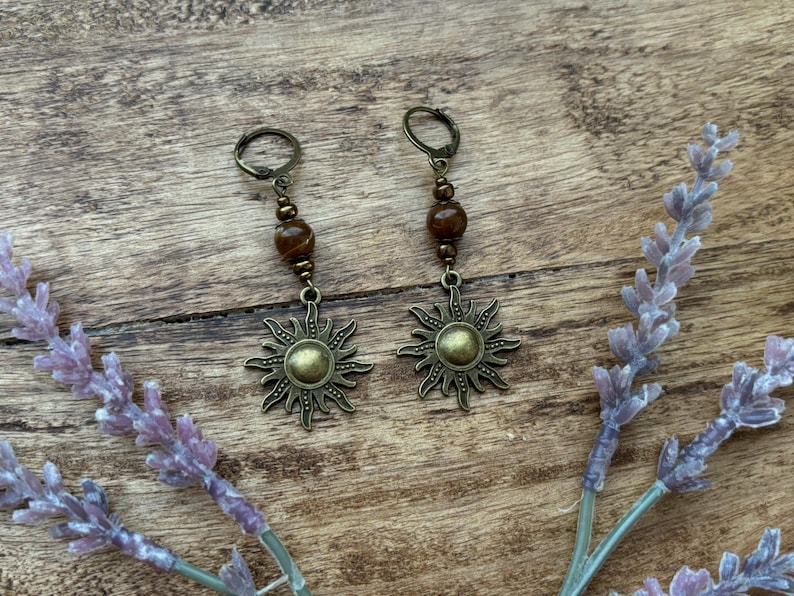 Collar Whimsigoth Sun Auburn con cuentas en bronce / Fairycore / Whimsicle / naturalista / imagen 3