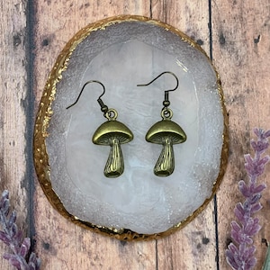 Fairy Bronze Mushroom Earrings | Fairycore | Whimsigoth | Goblincore