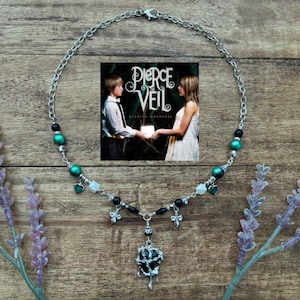 Selfish Machines Inspired Silver and Green Beaded Necklace | PTV | Pierce the Veil | Emo | Alternative Jewelry |