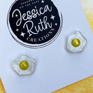 Handmade Sunny Side Egg Stud Earrings
