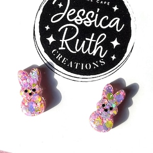 Adorables pendientes de conejito de Pascua brillantes hechos a mano