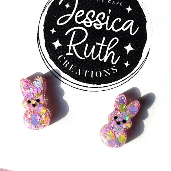 Adorables pendientes de conejito de Pascua brillantes hechos a mano