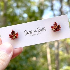 Glitzernde Herbst Blatt Ohrstecker