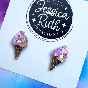 Cotton Candy Sprinkle Eistüte Ohrstecker