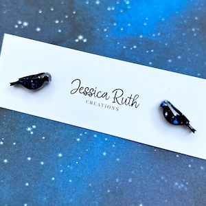 Handmade Crow Stud Earrings