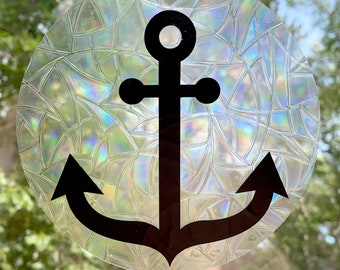 Anchor Window Cling Rainbow Suncatcher, cool snake decor, window decals, rainbow maker sun catchers, celestial decor, reusable sticker