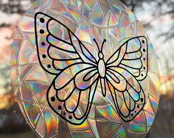 3 Pack Butterfly Window Cling Rainbow Maker Suncatchers, window decals, reusable stickers