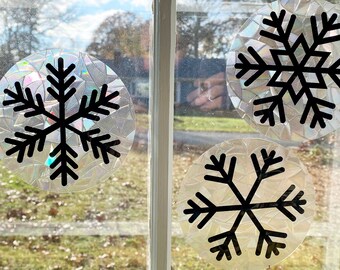 Handmade Snowflake Window Cling Rainbow Maker Suncatcher - 3 Pack