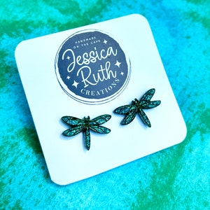 Sparkly Dragonfly Stud Earrings