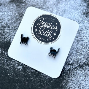 Kleine Halloween Black Kitty Cat-oorknopjes, schattige studs, sieraden voor kattenliefhebber, herfst- en herfstaccessoires