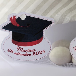 10pz TAG LAUREA CAPPELLO con foro, in cartoncino - tag laurea, tag ringraziamento laurea, Tag cappello laureandi, tag bomboniere laurea