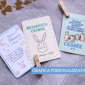 10 stuks gepersonaliseerde rechthoekige labels met clip Doop, communie, verjaardag, vormsel - bruiloft bedankjes, afbeeldingen op aanvraag