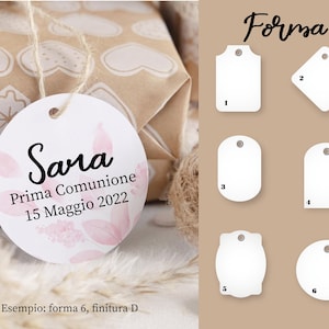 20 Stück Kartonanhänger - Taufe, Kommunion, Geburtstag, Konfirmation, Hochzeit - personalisierte Geschenkanhänger, 6 Formen