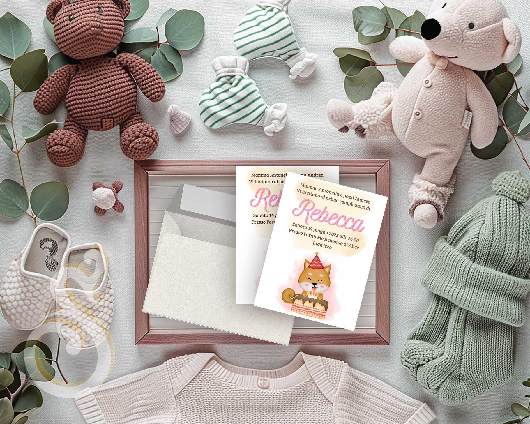 5pz Inviti primo compleanno per bimbo o bimba con orsetto, invito compleanno bimbi, cartaceo con busta, personalizzabile