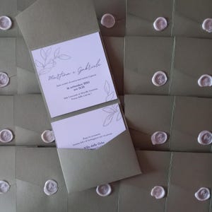 INVITI nozze SALVIA, partecipazioni eleganti verde bianco, partecipazioni nozze, inviti nozze Italia