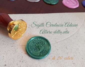 Sigillo in ceralacca adesivo - sigillo per partecipazioni di matrimonio e cerimonie, sigillo cercalacca con albero della vita