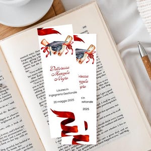10pcs GRADUATION BOOKMARKS with Hat, graduation favor, personalized graduation bookmarks with hat and red ribbons | phrase, name and date