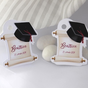 10pz TAG LAUREA CAPPELLO con foro, in cartoncino - tag laurea, tag ringraziamento laurea, Tag cappello laureandi, tag bomboniere laurea