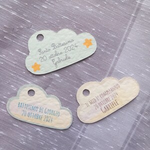 20 étiquettes nuage naissance, baptême, communion, anniversaire - étiquettes personnalisées pour cadeaux d'enfants, étiquette nuage