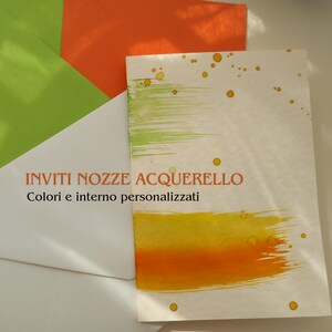 INVITI nozze ACQUERELLO, partecipazioni matrimonio con acquerello dipinto a mano - colori interni busta personalizzabili inviti nozze Italia