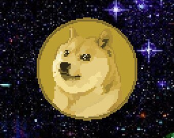 Doge Coin - 8Bit Pixel Sticker - Digital Download