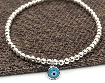 Special Listing for Sandy Evil Eye Bracelet, 2 6.75 inch bracelet, Murano Glass Evil eye, Malocchio, Stretch Bracelet, Dainty, Gift