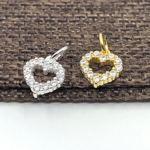 Mini Heart Charm, 925 Sterling Silver Dainty Heart, Love Heart pendant, CZ Pave Heart, Cute little heart charm, Jewelry making