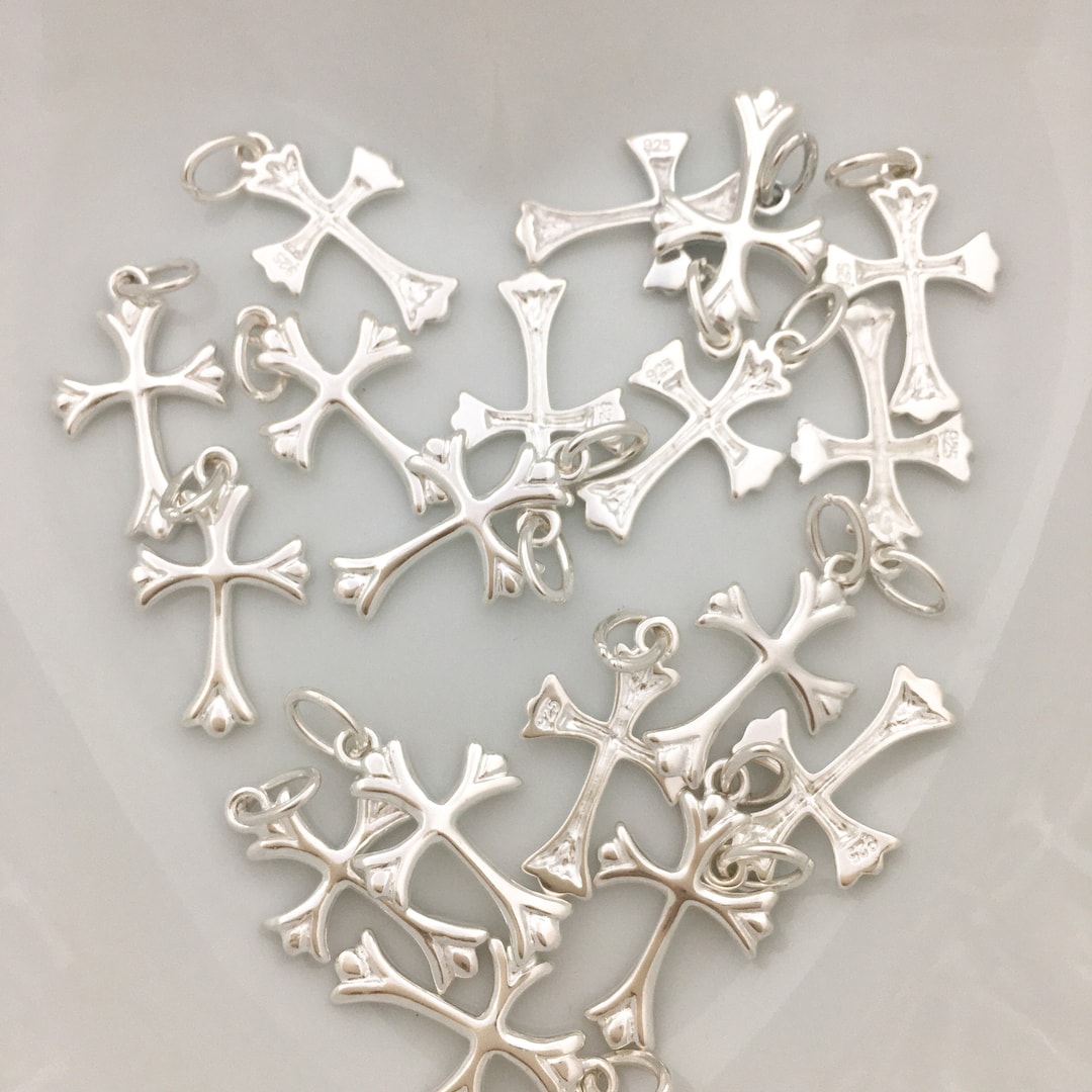 925 Sterling Silver Cross Charm, Religious Cross Pendant, Cross Pendant ...