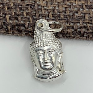 925 Sterling Silver Buddha Charm, 2-sided, Buddhist Head Charm, Double Sided, Buddhism Pendant, Yoga Meditation Jewelry making, Religious