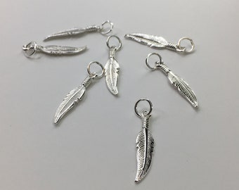 925 Sterling Silver Feather Charm, 925 Silver Feather Pendant, Dainty, Bird Feather Charm, Bulk Buy Jewelry, Cute bracelet necklace Charm