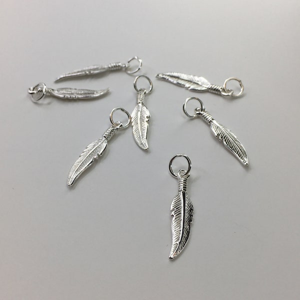 925 Sterling Silver Feather Charm, 925 Silver Feather Pendant, Dainty, Bird Feather Charm, Bulk Buy Jewelry, Cute bracelet necklace Charm