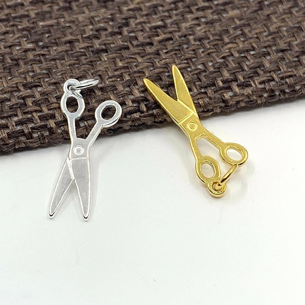 925 Sterling Silver Scissors Charm, Gold, Silver, Charm for Hair Stylist, Barber Charm, Seamstress, DIY Jewelry making, Accessories