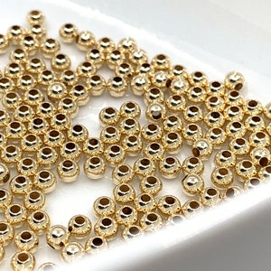 3mm 14k Gold Filled beads, Round Seamless Beads, Loose Beads, 3mm Round Smooth Beads, High Quality beads, Bracelet beads, Made in USA