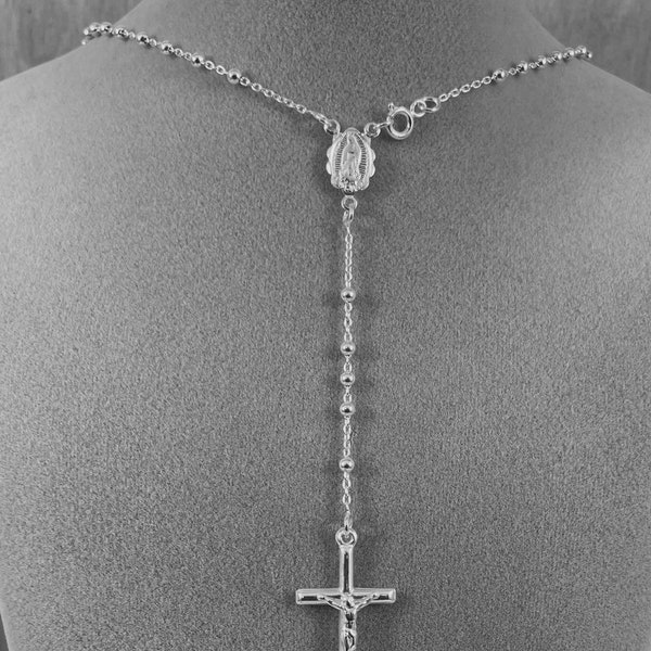 Sterling Silver Rosary Necklace, 18 Inches Rosary, 925 Rosary necklace, Italian Rosary, Canadian Supplier