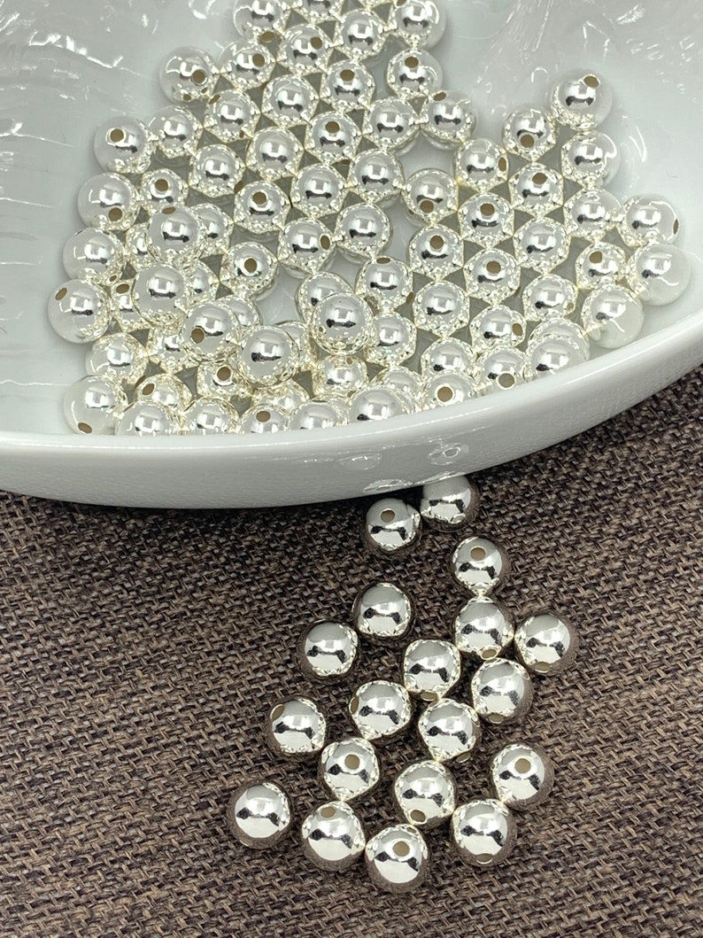925 Sterling Silver Round Beads 8mm Silver Spacers Smooth Etsy
