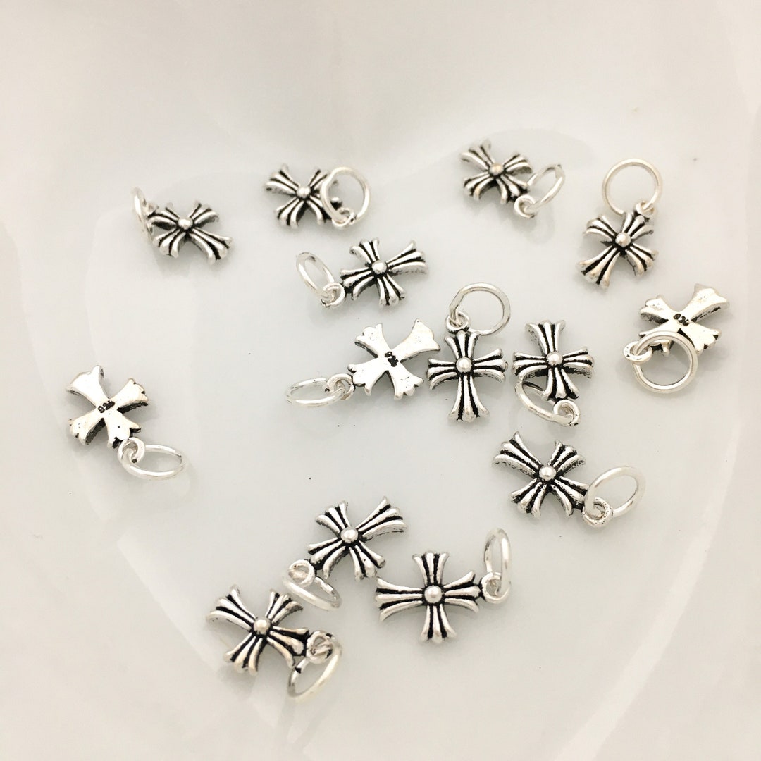 925 Sterling Silver Small Cross Charm, Cross Pendant for Necklace, Christian Jewelry, Religious ...