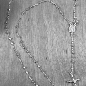 Chapelet Collier En Argent 925 Plaqué Or - 24 Pouces, Fait En Italie, Neuf