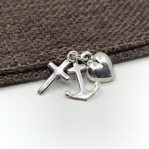 Charm en argent sterling Love Hope Faith, Pendentif porte-bonheur en argent 925, Breloque ancre coeur croix, Fournitures pour fabrication de bijoux, Achat en gros