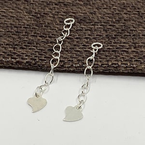 925 Sterling Silver Chain Extension, Extender Chain, Bracelet/ Necklace Extender, 1 inch, 1.25 inches extension, Heart Bracelet Extension
