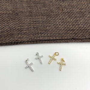 925 Sterling Silver Cross Charm, 14mm x 7mm, Religious Cross Pendant, CZ Cross for necklace, Silver Supplier, Bulk Buy, Silver Dazzle Co image 4