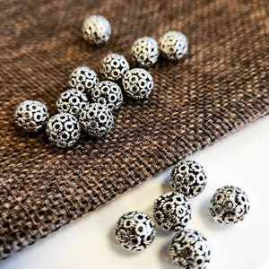 Filigree Antique Silver Tone Tibetan Spacer bead, 1 bead per order, Sterling Silver, Filigree beads, Round beads, DIY Jewelry making, Spacer
