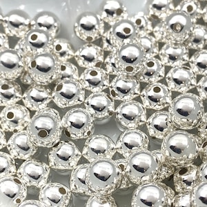 Perles rondes en argent sterling 925, espaceurs en argent de 8 mm, boule lisse sans couture, perle en argent de haute qualité, bracelet en perles 925, fournisseur, 10 pièces
