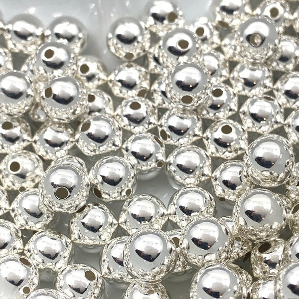 925 Sterling Silver Round Beads, 8mm Silver Spacers, Smooth Seamless Ball Bead, High Quality Silver Bead, 925 Bracelet beads, Supplier, 10pc