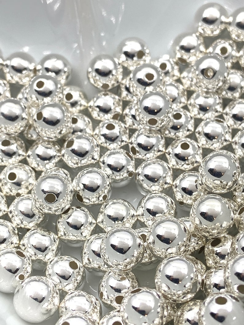 925 Sterling Silver Round Beads 8mm Silver Spacers Smooth Etsy