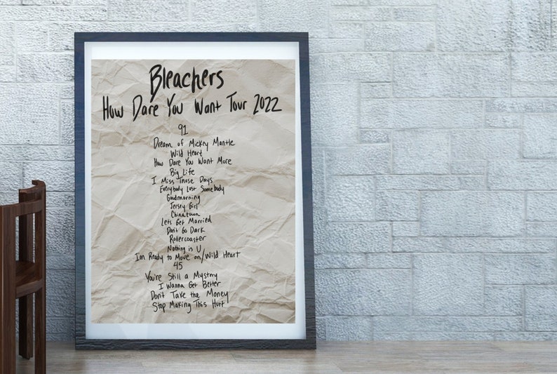 Bleachers Setlist Poster, Printable, Wall Art, Jack Antonoff, Tour