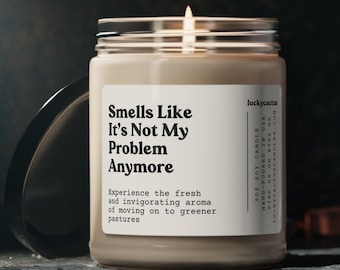 Smells Like It's Not My Problem Anymore, Funny Retirement Gift Idea, Coworker Retirement Gift, 9oz Soy Candle